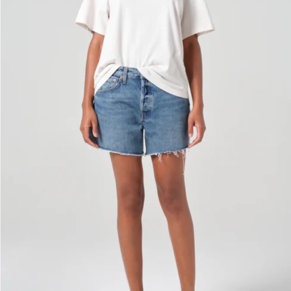 AGoldE Parker Long Blue Jean Shorts